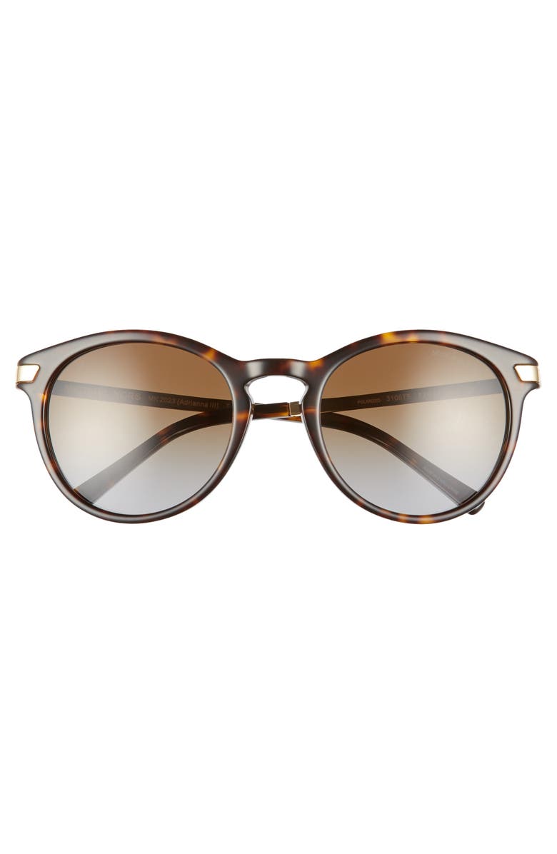 Michael Kors 53mm Polarized Round Sunglasses, Alternate, color, Tortoise/ Gold/ Brown Gradient