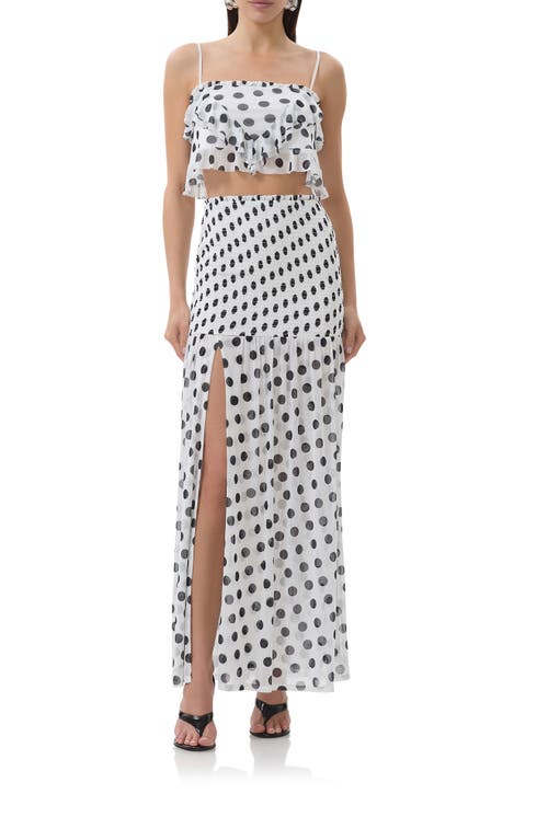 Afrm Quincy Print Smocked Mesh Maxi Skirt