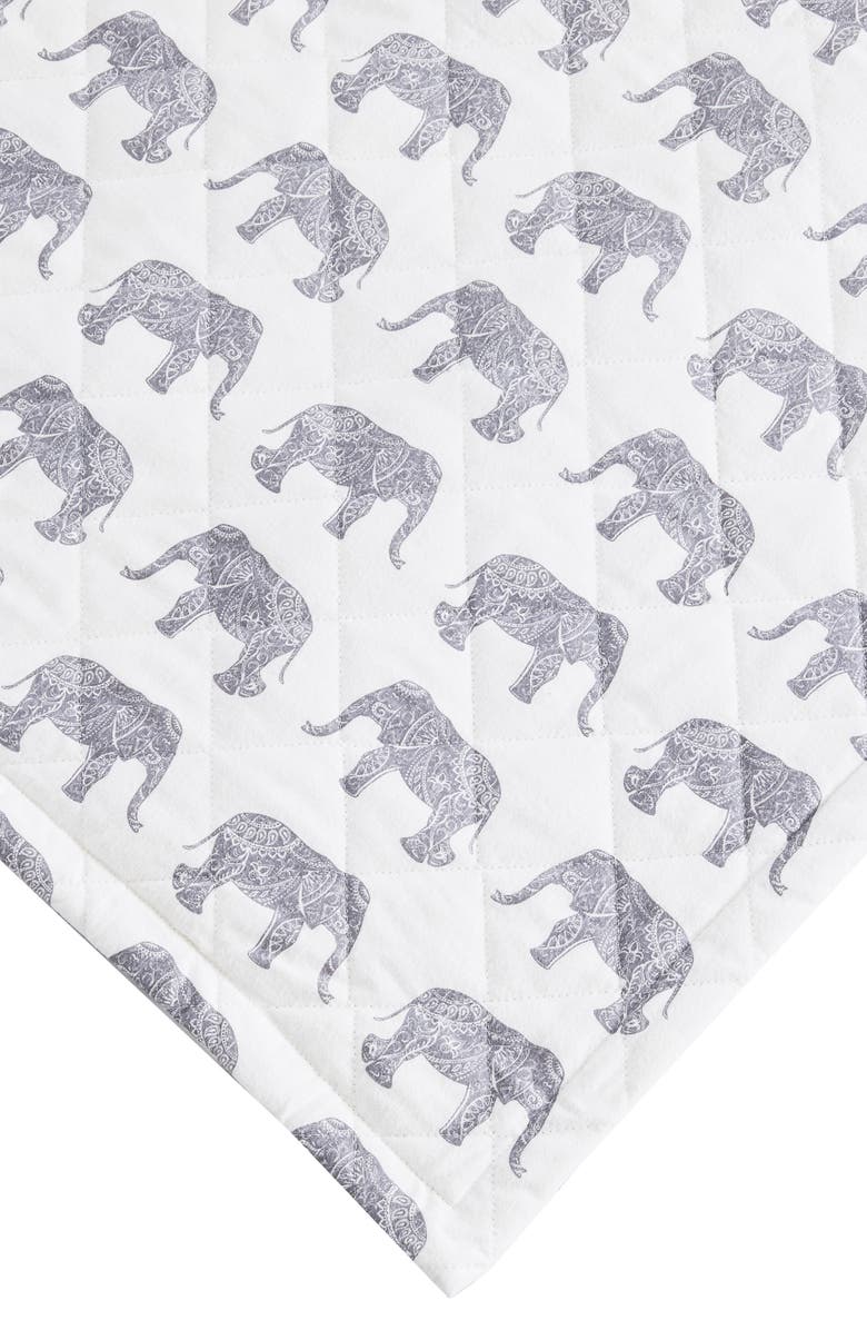 MELANGE HOME Elephant Flannel Quilt Set, Alternate, color, Grey