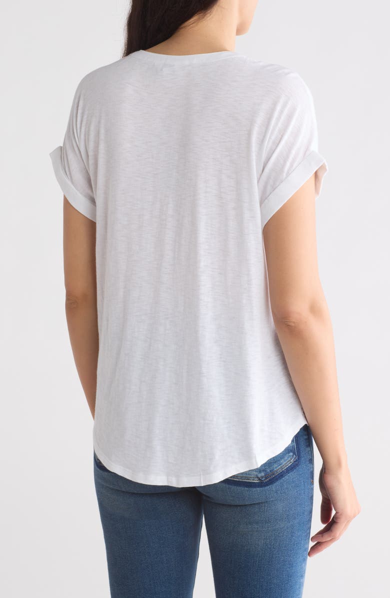 Lucky Brand Mixed Media Short Sleeve Cotton & Modal Henley, Alternate, color, Lucky Whit