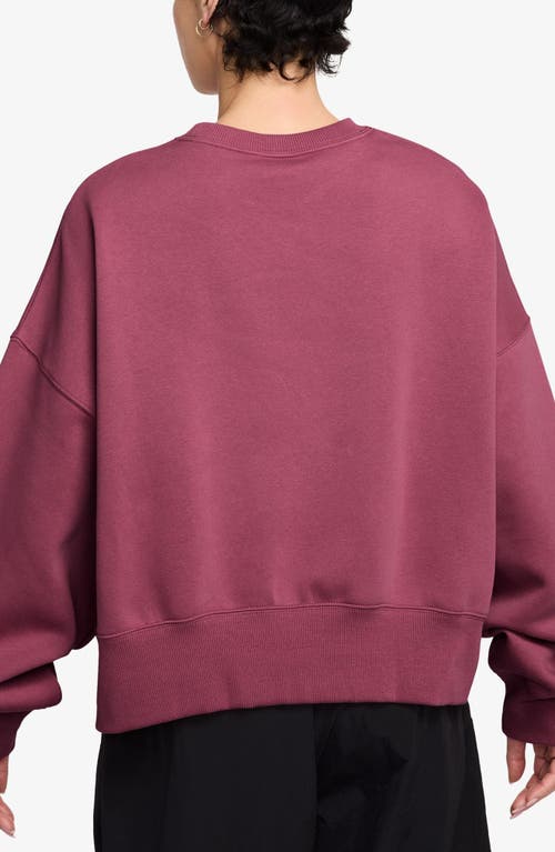 Nike Phoenix Fleece Crewneck Sweatshirt In Burgundy
