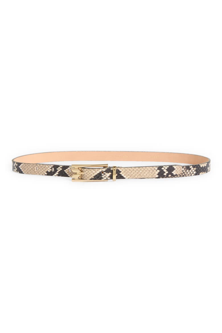 Dorian Micro Snakeskin Embossed Leather Belt, Main, color, NATURAL BROWN