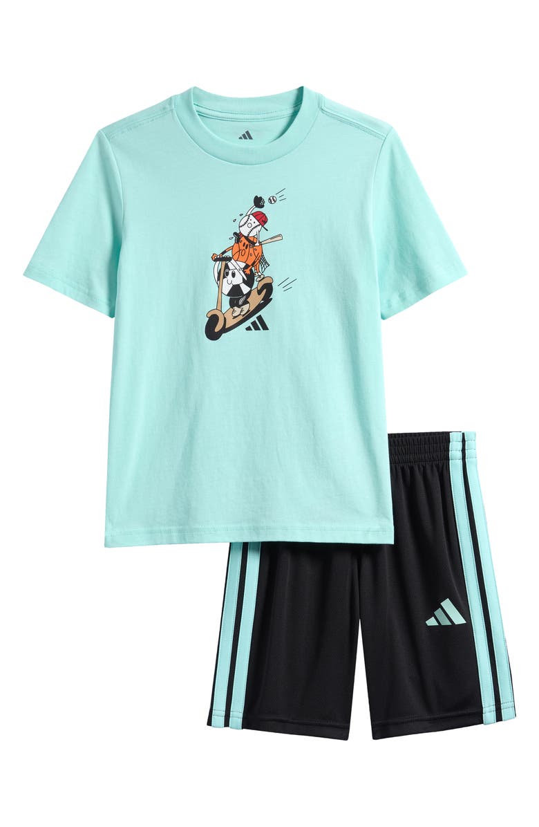 adidas Kids' Essential Graphic T-Shirt & Shorts Set, Main, color, 