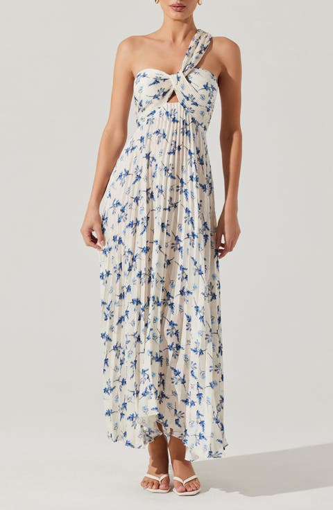 Rasya Floral Pleated One-Shoulder Maxi Dress