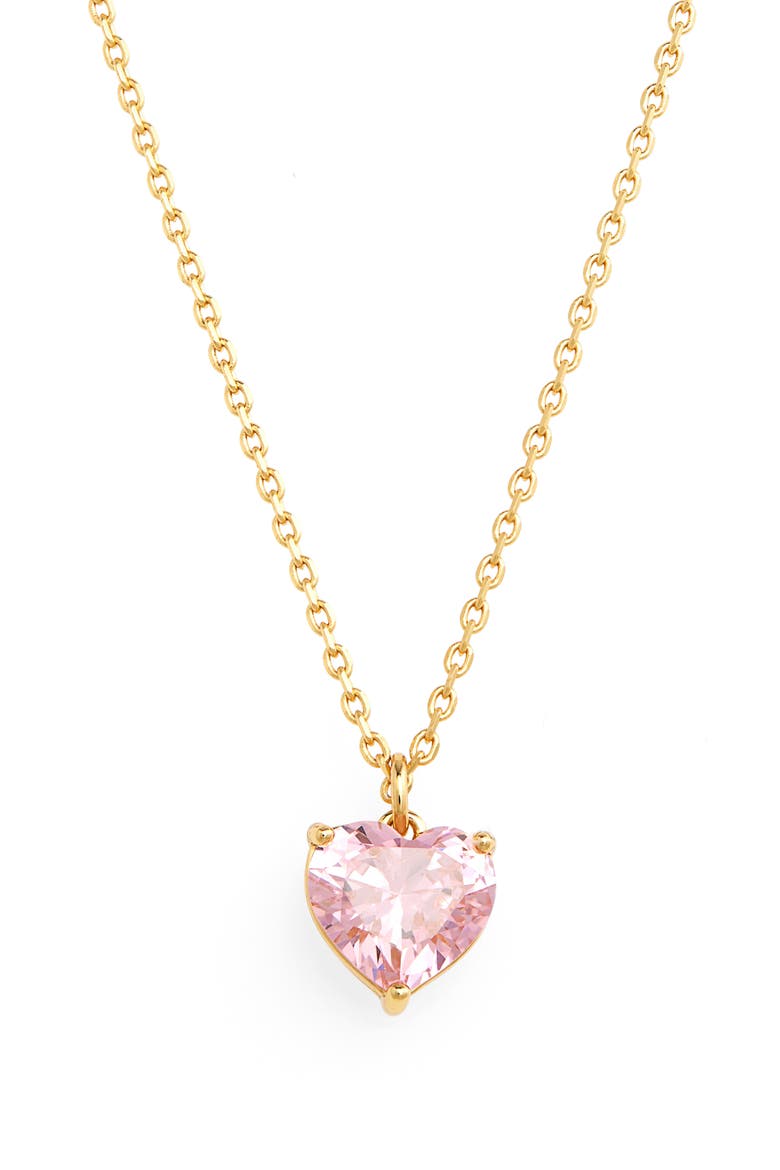 my love birthstone heart pendant necklace, Main, color, ROSE