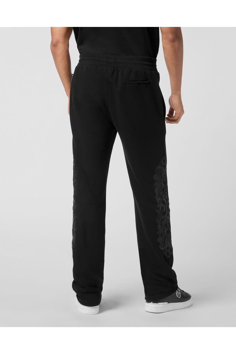 Jogging Pants With Leather Inserts Chrome Crest Men, Alternate, color, black