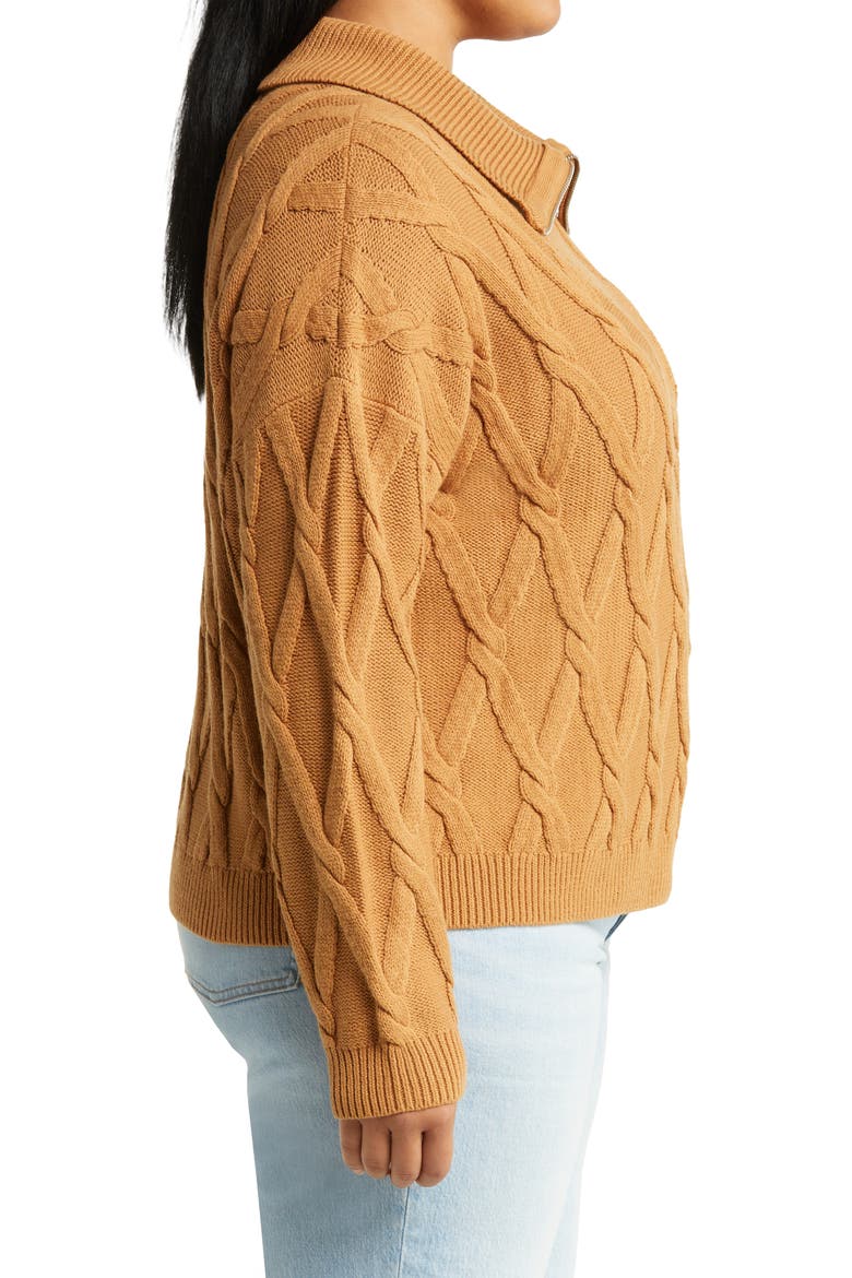 Cable Half Zip Sweater, Alternate, color, TAN DALE