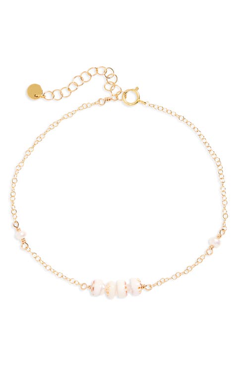 Michelle Dainty Puka & Pearl Bracelet