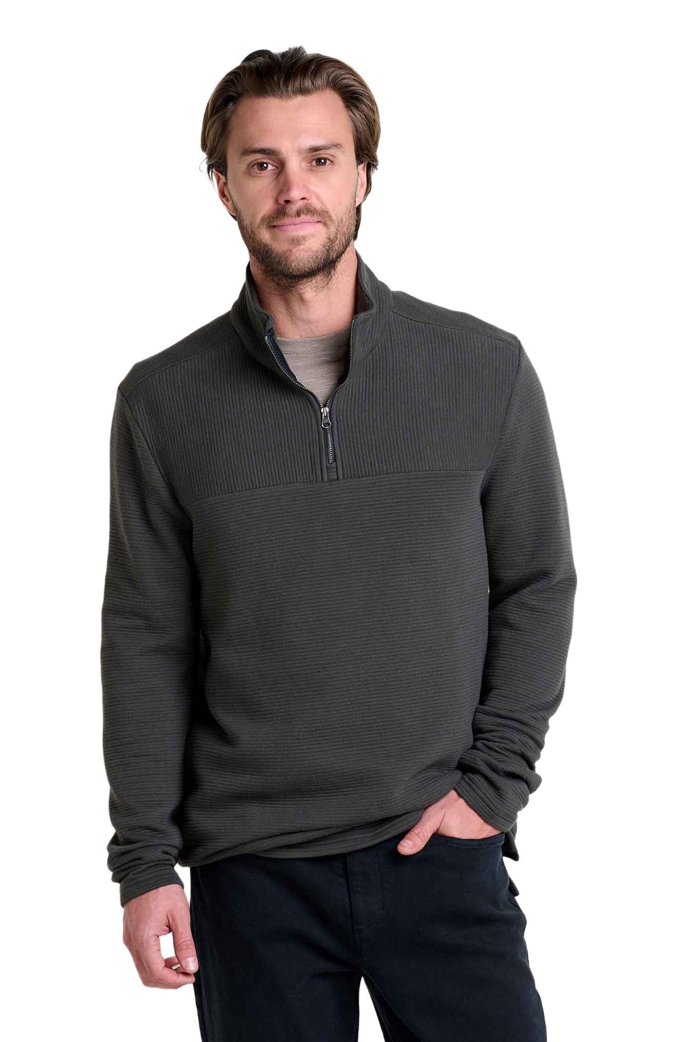 Toad & Co Moonwake 1/4 Zip Pullover in Washed Black 