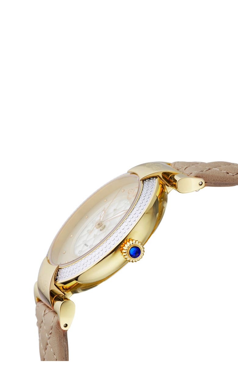 GV2 Berletta White Dial Olive Vegan Quilted Strap Watch, 37mm - 0.0044ctw, Alternate, color, 