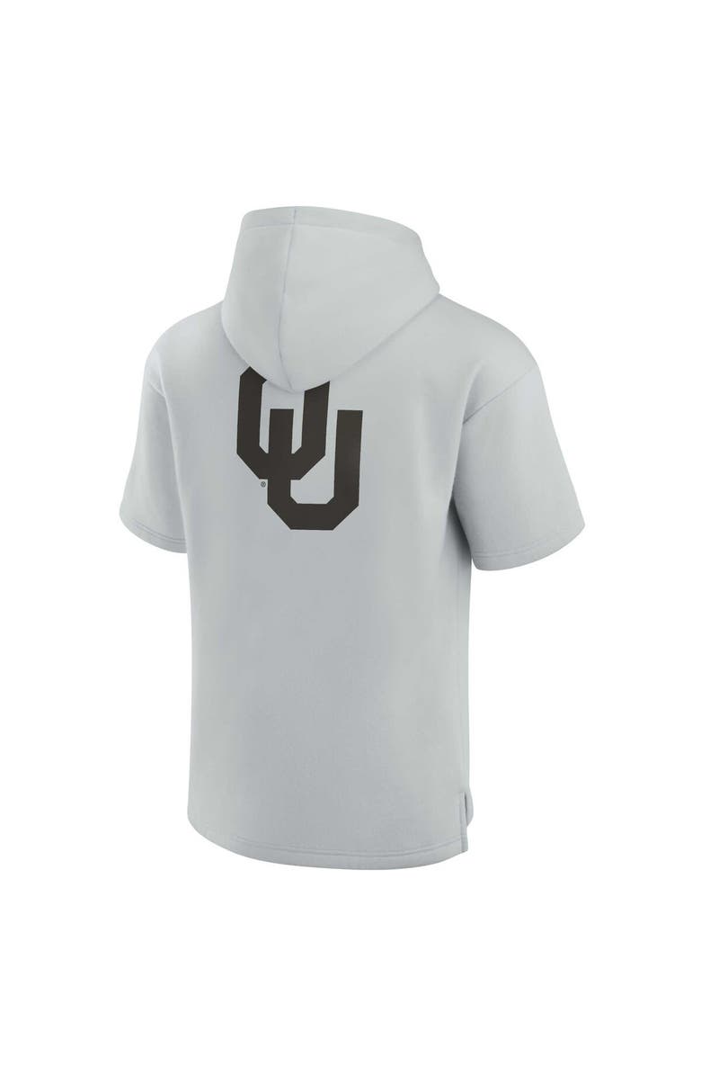 Fanatics Signature Unisex Fanatics Gray Oklahoma Sooners Elements Super Soft Fleece Short Sleeve Pullover Hoodie, Alternate, color, Gray