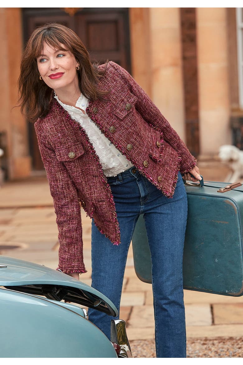 Chic Tweed Lady Jacket, Alternate, color, BERRY TWEED