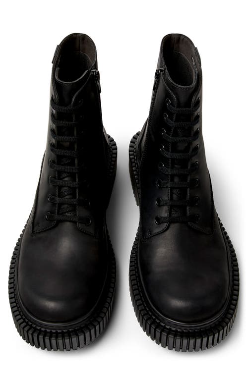 Camper Pix Lace-up Chunky-sole Biker Boots In Black