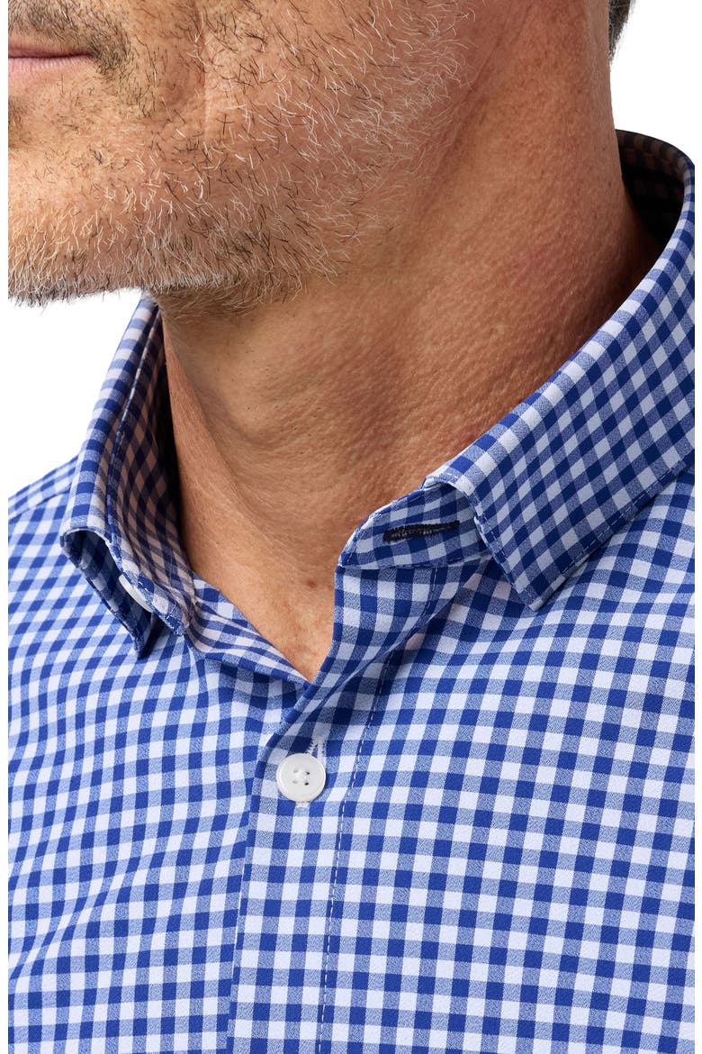 Leeward Trim Fit Gingham Performance Button-Up Shirt, Alternate, color, COBALT CREW