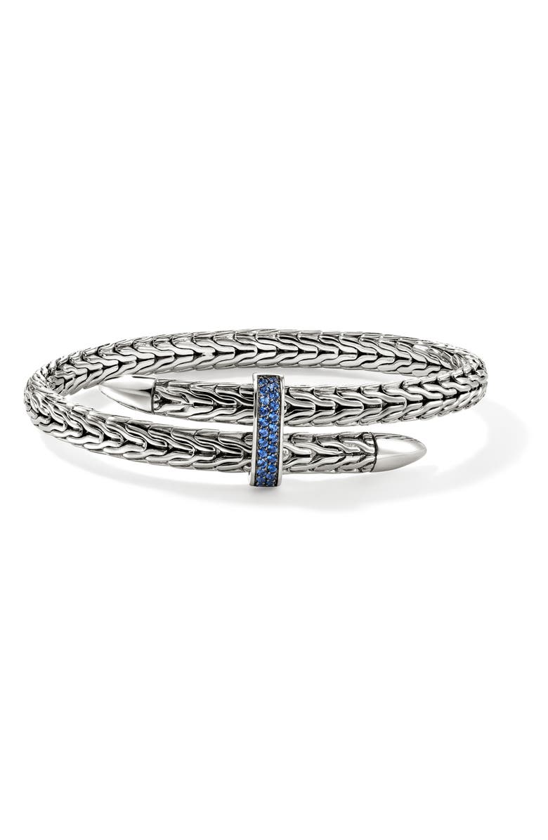 John Hardy Spear Flex Cuff Bracelet, Main, color, Silver/ Blue