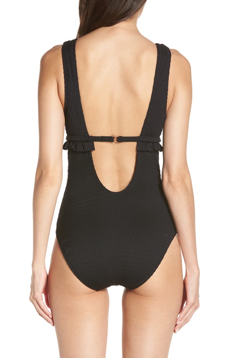 Chelsea28 Ruffle Trim One-Piece Swimsuit, Alternate, color, 