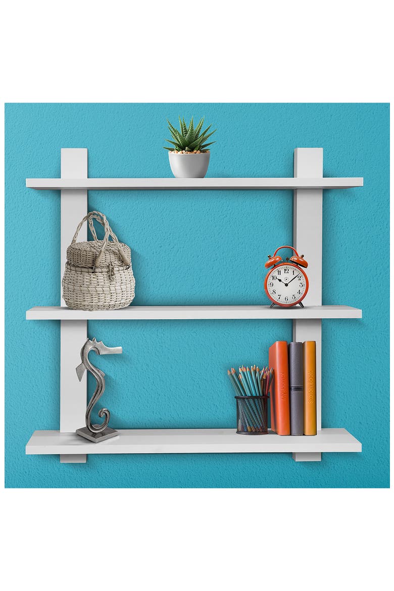 White 3-Tier Floating Shelf, Alternate, color, WHITE