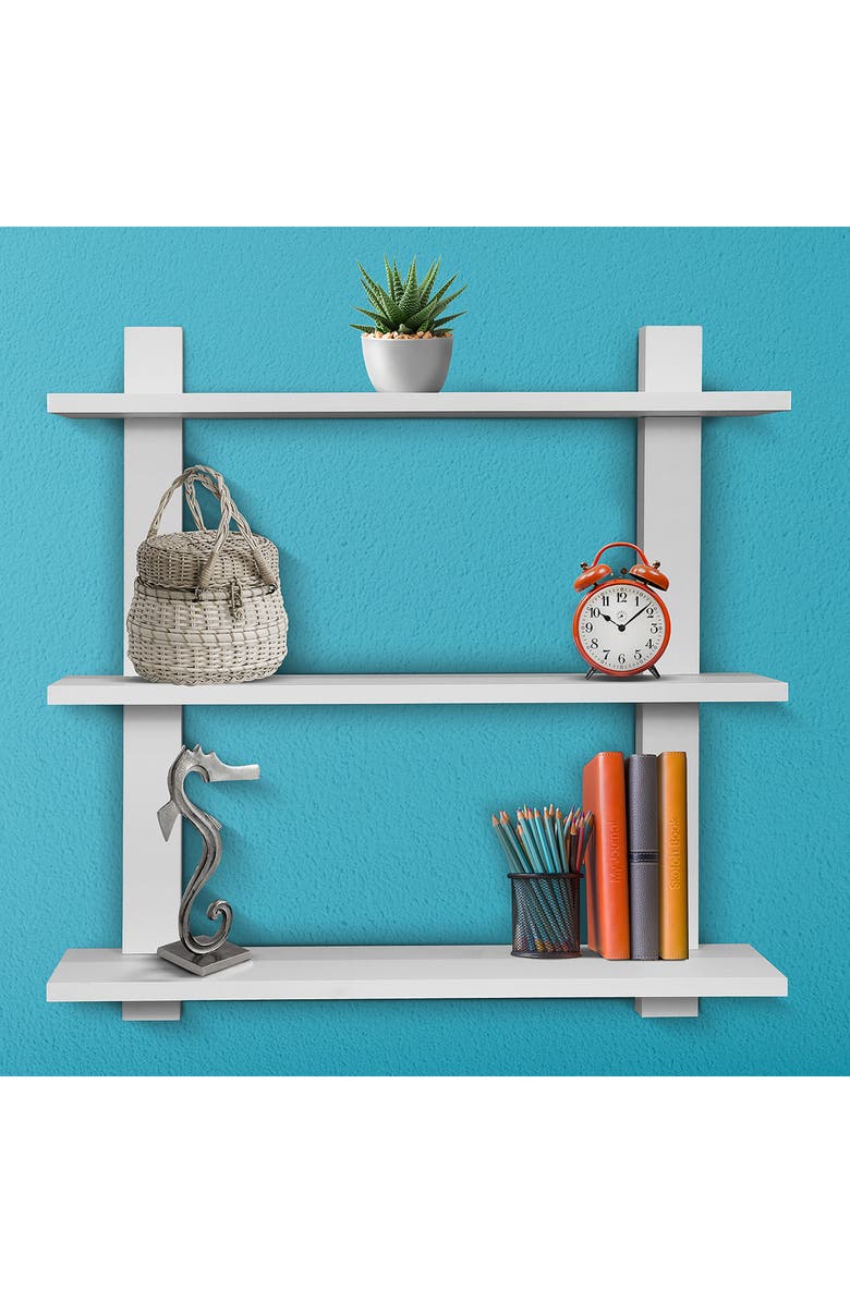SORBUS White 3-Tier Floating Shelf, Alternate, color, White