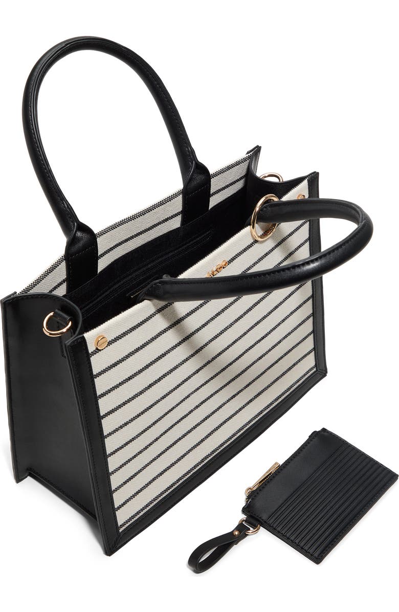 ALDO Daspias Canvas & Faux Leather Top Handle Bag, Alternate, color, Black Combo