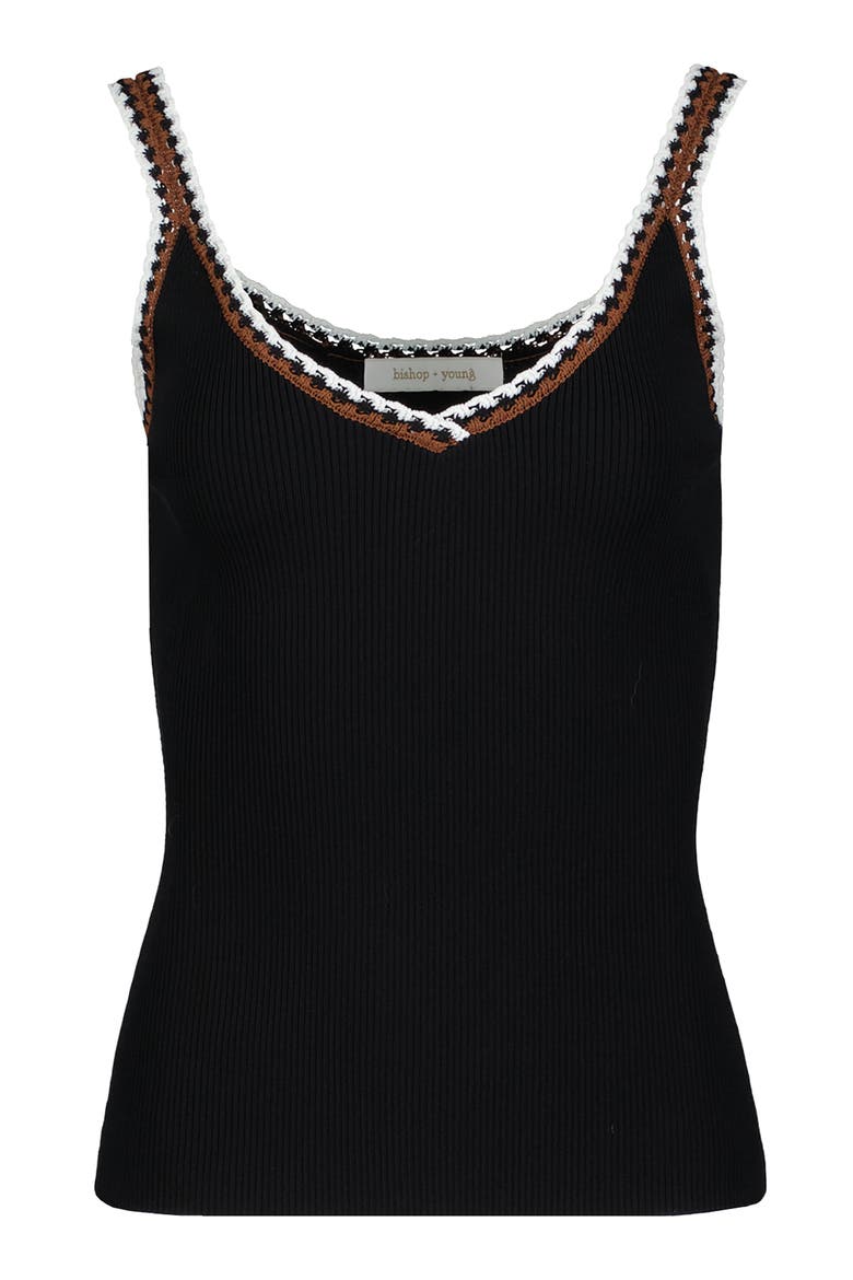 Charlize Crochet Detail Tank, Alternate, color, Black