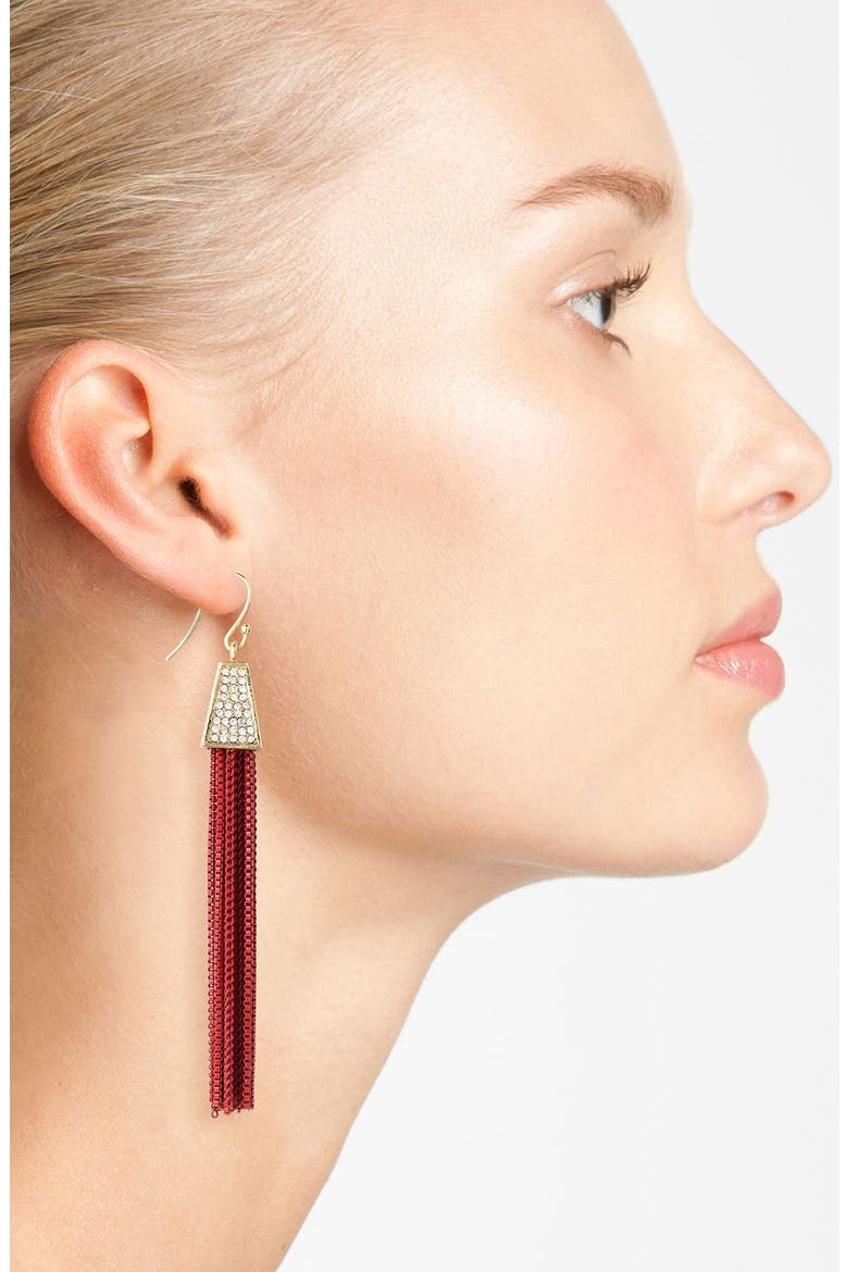 Tassel Earrings, Alternate, color, RED/ GOLD