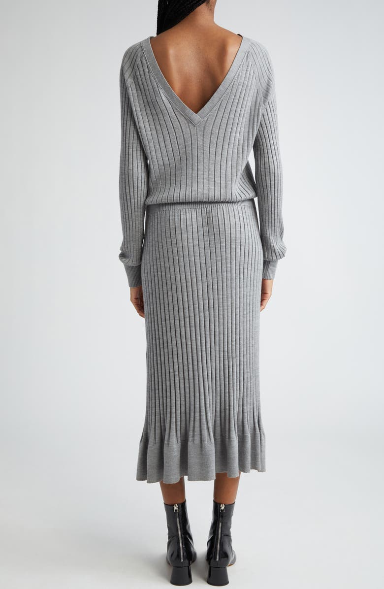 Proenza Schouler Eden Long Sleeve Reversible Merino Wool & Silk Rib Midi Dress, Alternate, color,