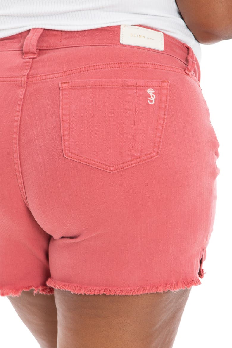 Frayed Hem Side Vent Shorts, Alternate, color, CAYENNE