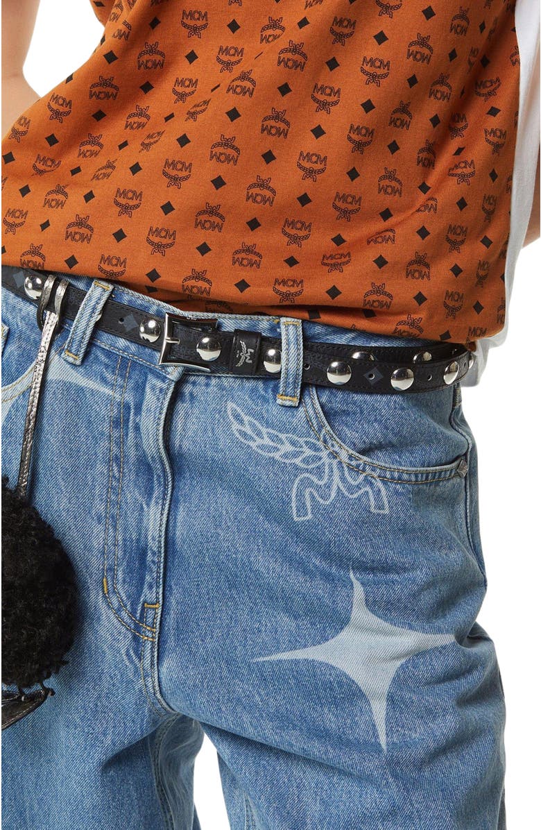 MCM Aren 1" Belt in Galactic Gala Leather, Alternate, color, Black