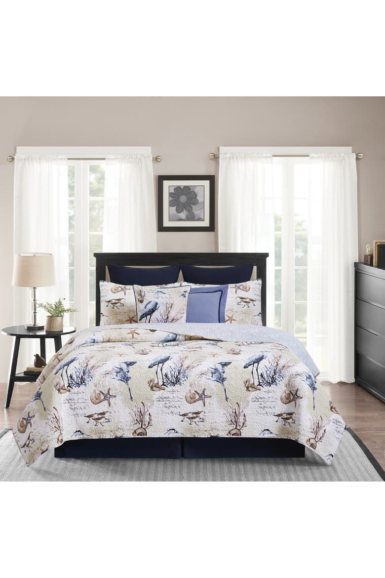 Brunswick Blue Heron Pillow, Alternate, color, Blue
