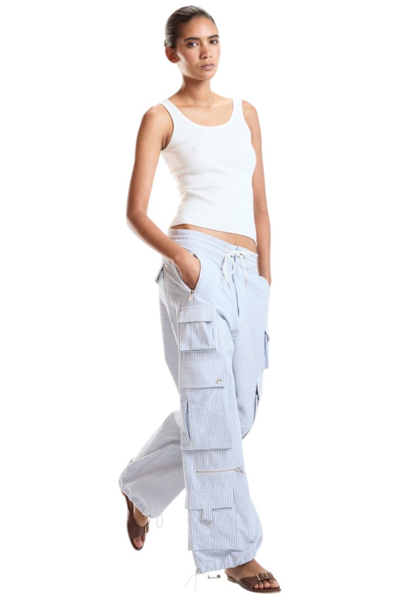 Seersucker Cargo Pants, Alternate, color, Blue Pinstripe