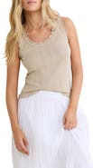 nz BY NIC AND ZOE Ella Rib Lettuce Trim Cotton Pointelle Tank