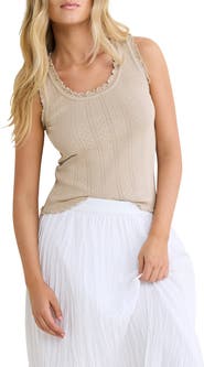 nz BY NIC AND ZOE Ella Rib Lettuce Trim Cotton Pointelle Tank