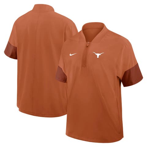 Men's Nike Burnt Orange Texas Longhorns 2025 Sideline Short Sleeve Quarter-Zip Coach Jacket