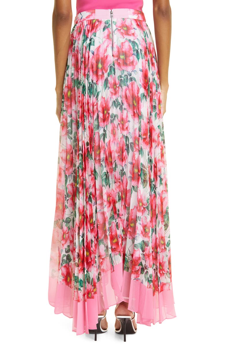 Alice + Olivia Katz Floral Sunburst Pleated Maxi Skirt, Alternate, color, 