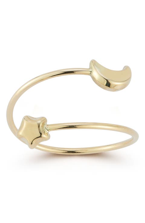 14K Gold Celestial Bypass Ring