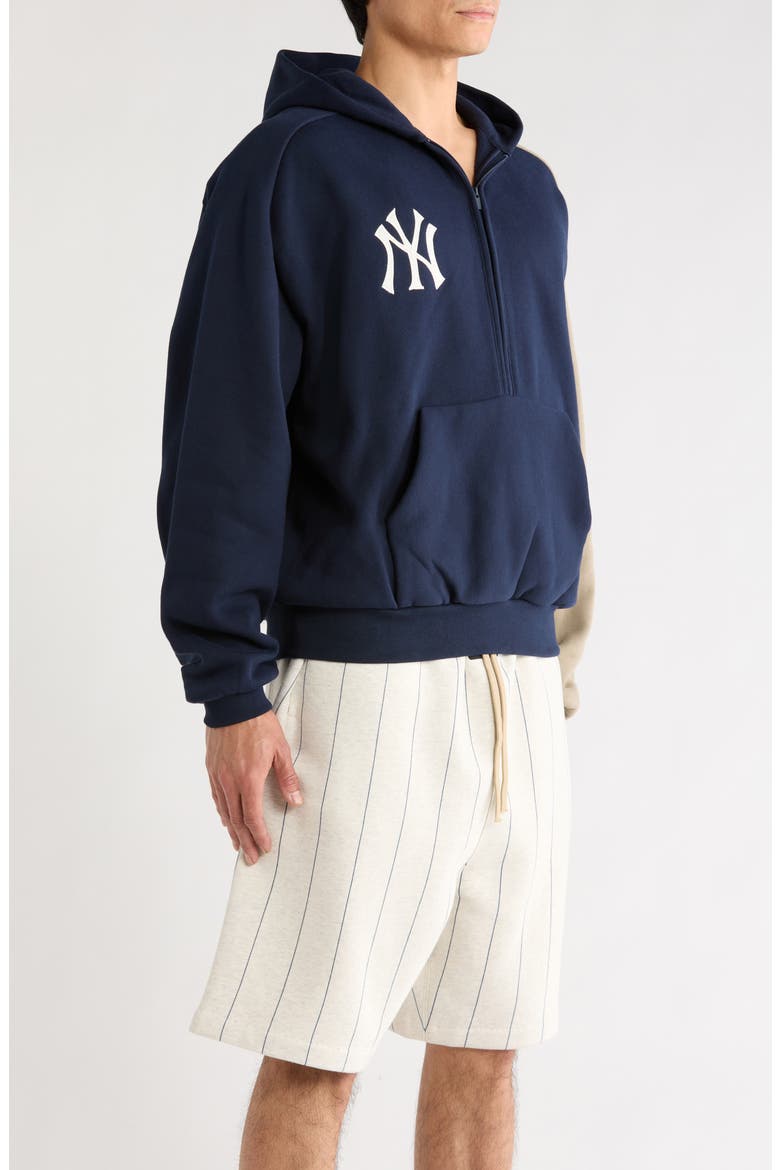 x MLB New York Yankees Cotton Blend Fleece Half Zip Hoodie, Alternate, color, DARK SAPPHIRE/ OVERLAND