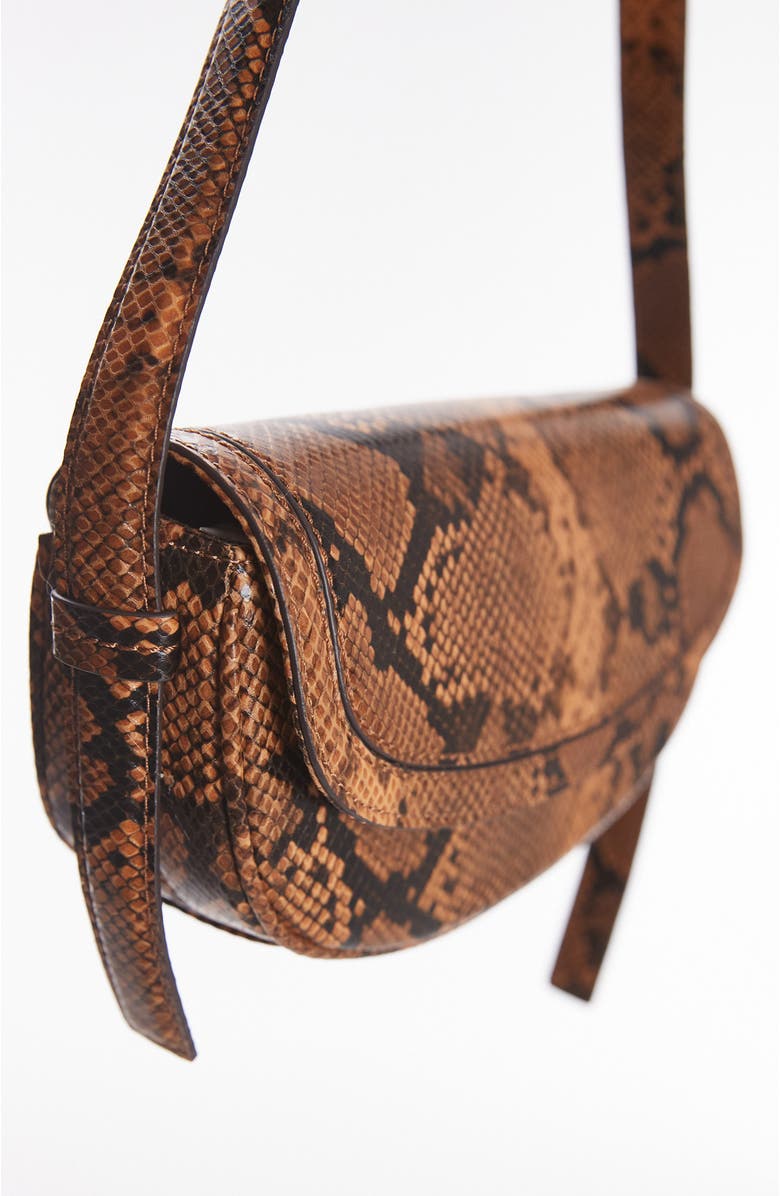 Topshop Stefan Snake Embossed Faux Leather Half Moon Shoulder Bag, Alternate, color,