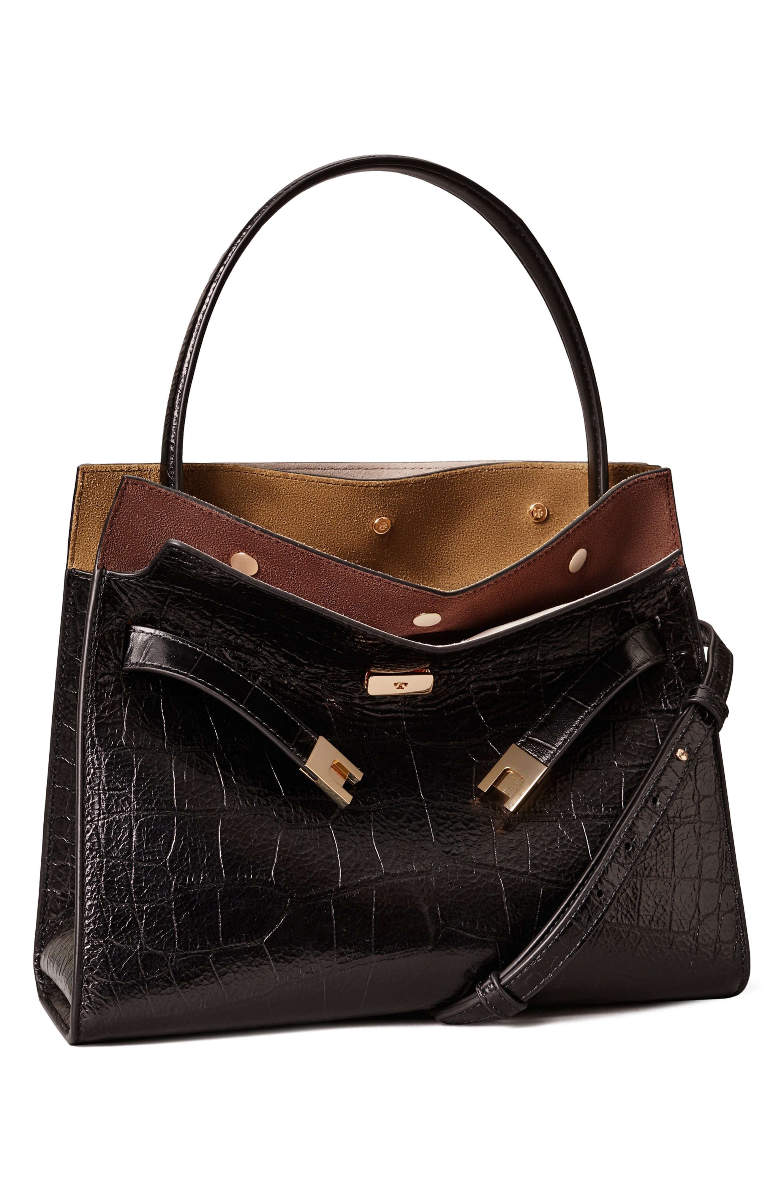 Tory Burch Lee Radziwill Croc Embossed Leather Tote, Alternate, color, 