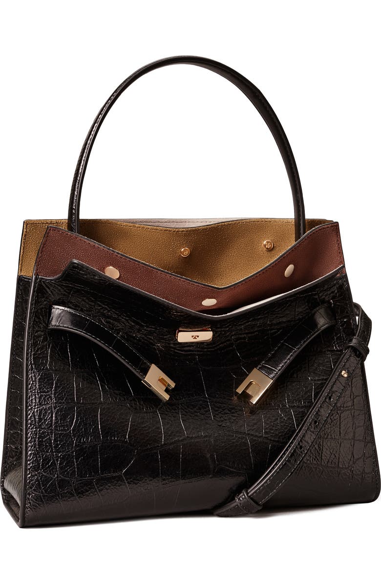 Tory Burch Lee Radziwill Croc Embossed Leather Tote, Alternate, color,