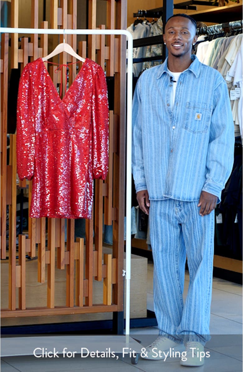 Whitney Sequin Cowl Back Long Sleeve Minidress, sales video thumbnail