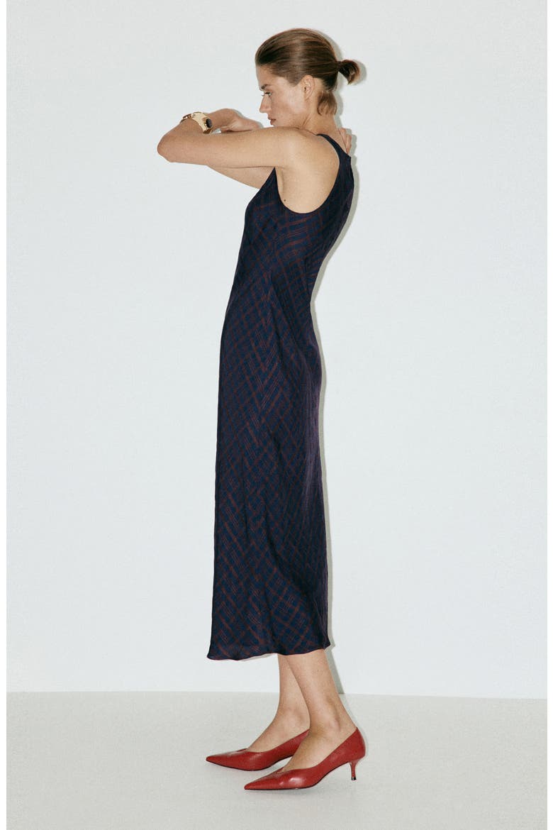 Mimmi Check Print Midi Dress, Alternate, color, BLUE
