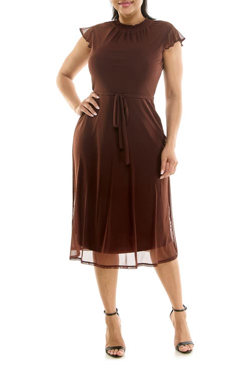 Smocked Flutter Sleeve Mesh Dress