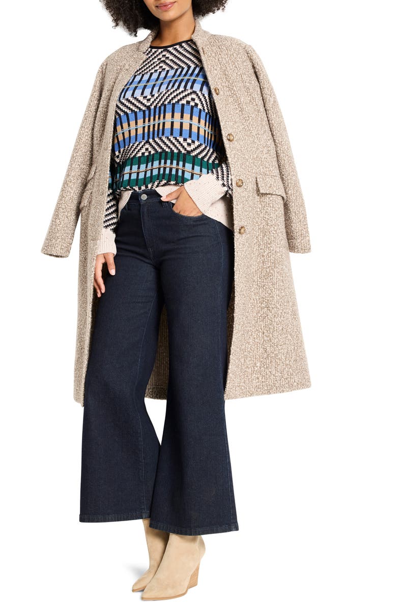 NIC+ZOE Graphic Stripe Cotton Blend Sweater, Alternate, color, Blue Multi