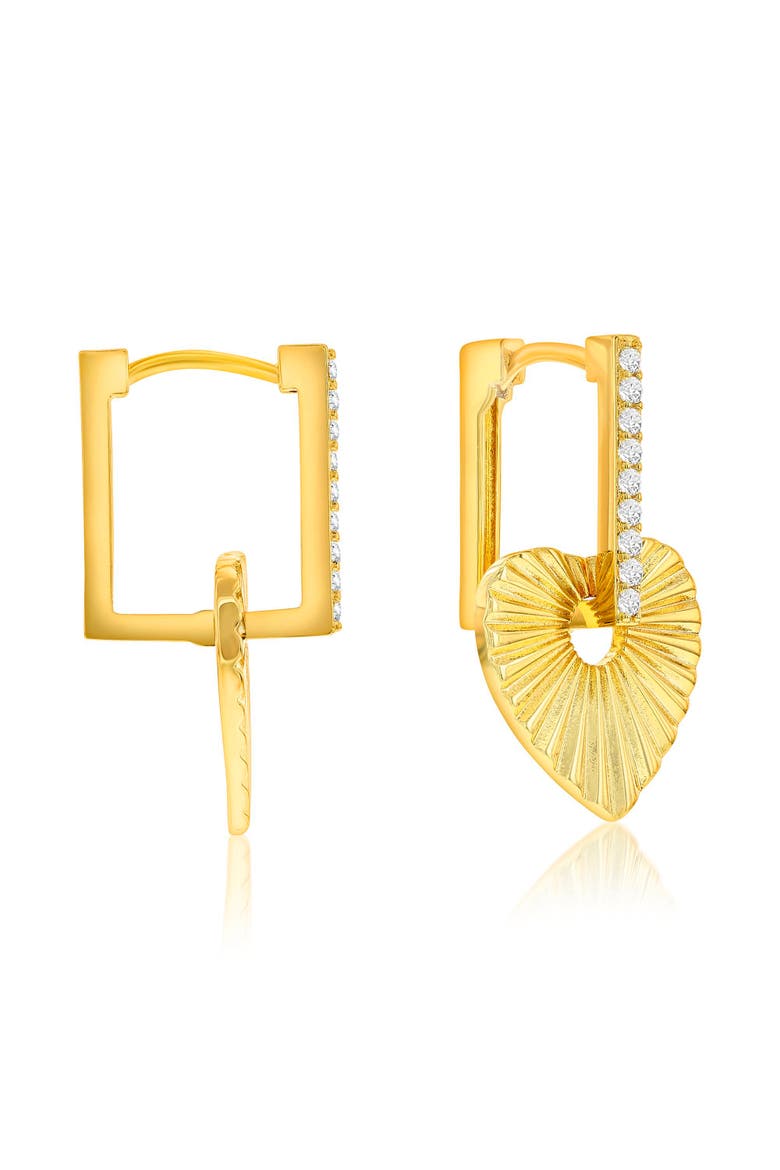 Crystal Hanging Heart Earrings, Main, color, Gold