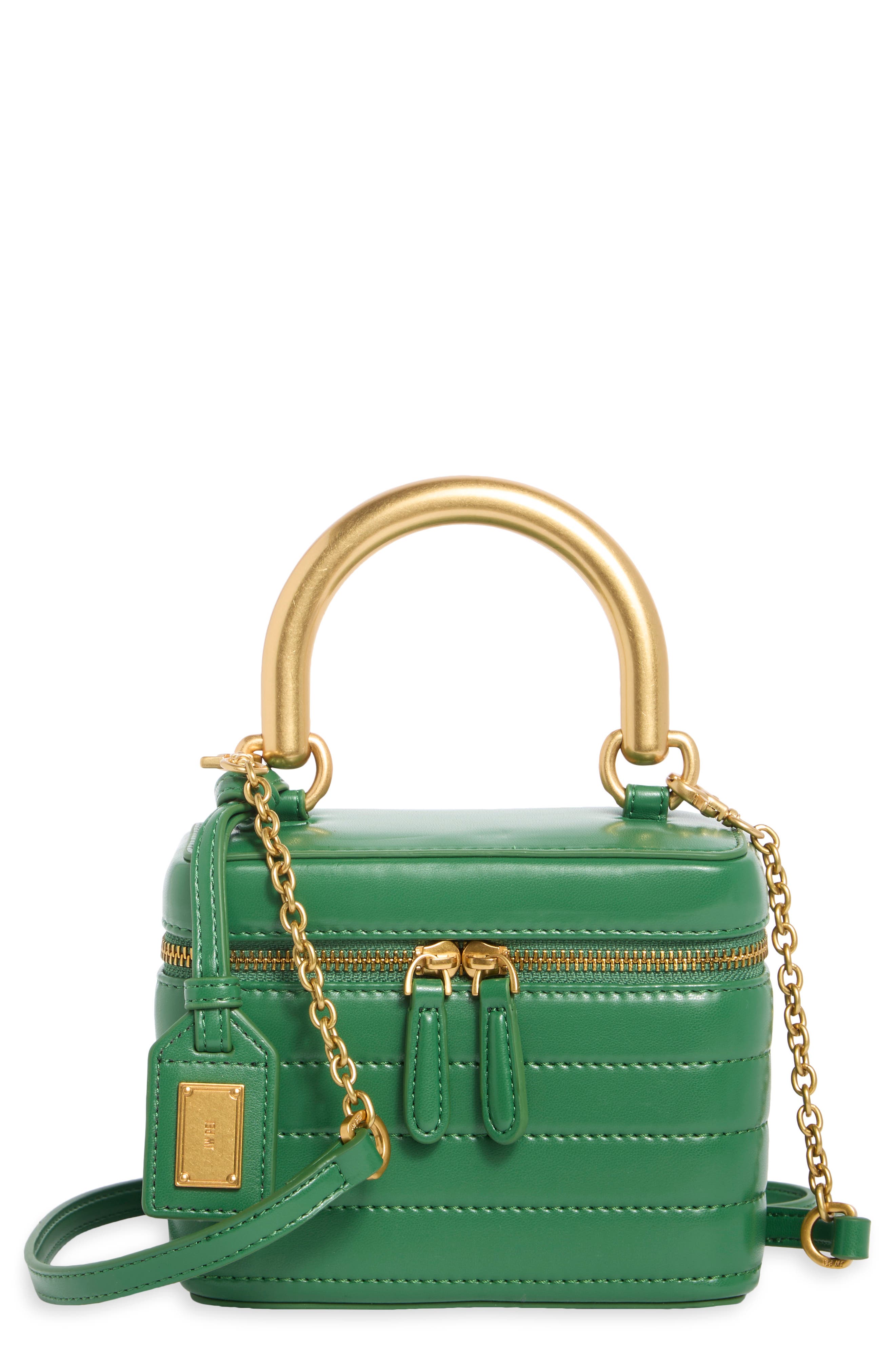 Evelyn Quilted Faux Leather Box Top Handle Bag