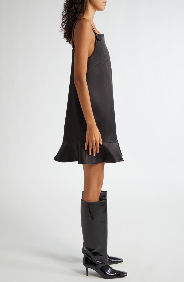 Ganni Duchesse Satin Minidress, Alternate, color, Black