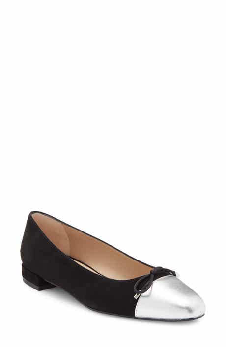 Stuart Weitzman Sleek Cap Toe Bow Flat