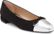 Stuart Weitzman Sleek Cap Toe Bow Flat
