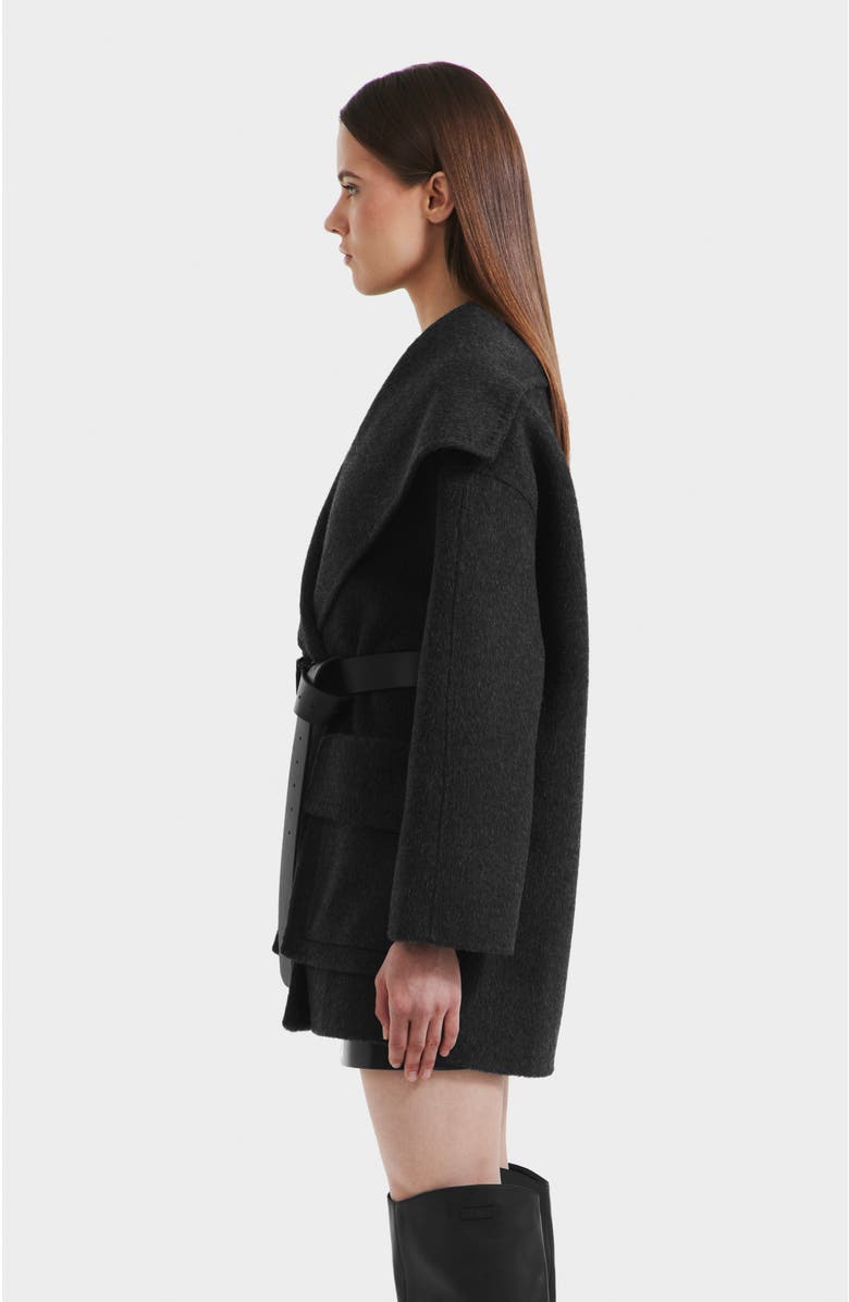 Rudsak Lucia Textured Wool Wrap Mid-length Coat, Alternate, color, Heather Black