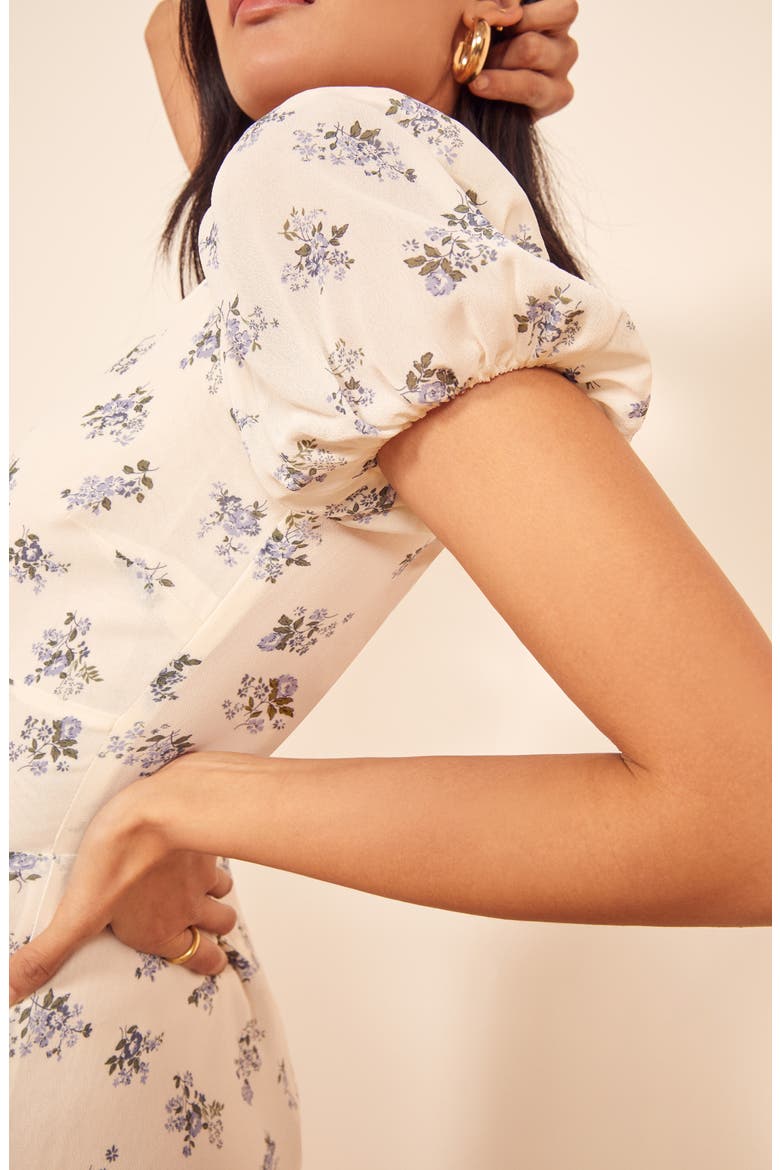 Kacey Print Puff Sleeve Midi Dress, Alternate, color, TERESA